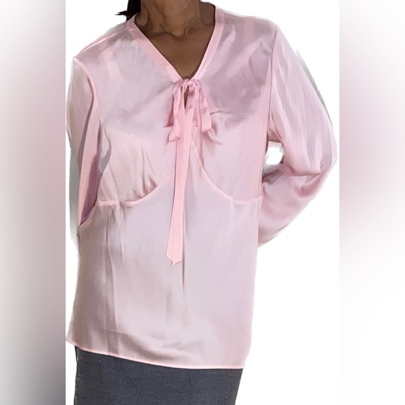 Alfani Pink Silk Bow Blouse Size 20W - Picture 6 of 7